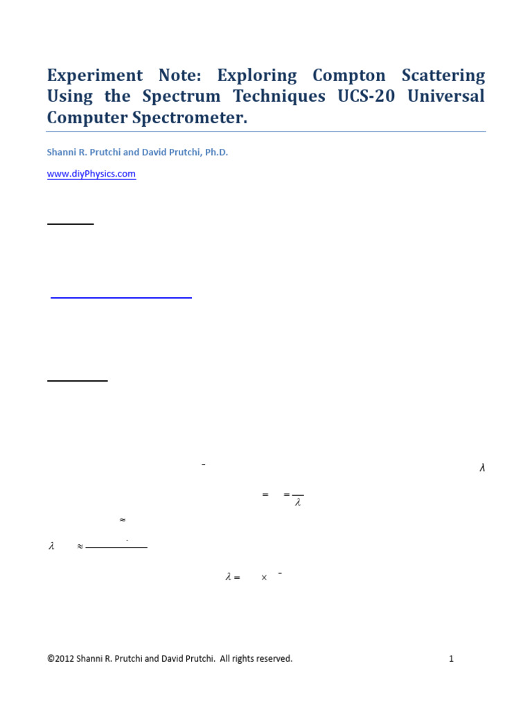 Compton Scattering Experiment by Prutchi | PDF | Electronvolt | Photon