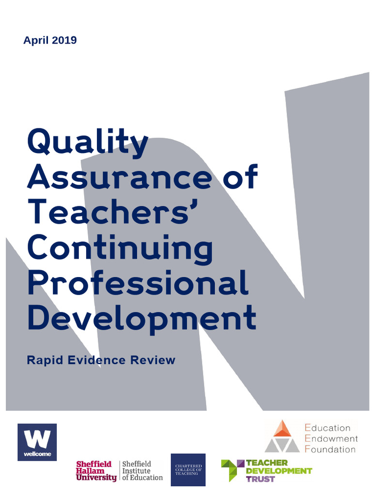 Quality Assurance of Teachers Continuing Professional Development 2019 ...