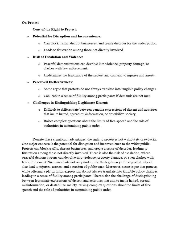 On Protest - Cons Paragraph | PDF