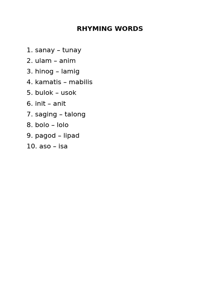 Rhyming Words | PDF