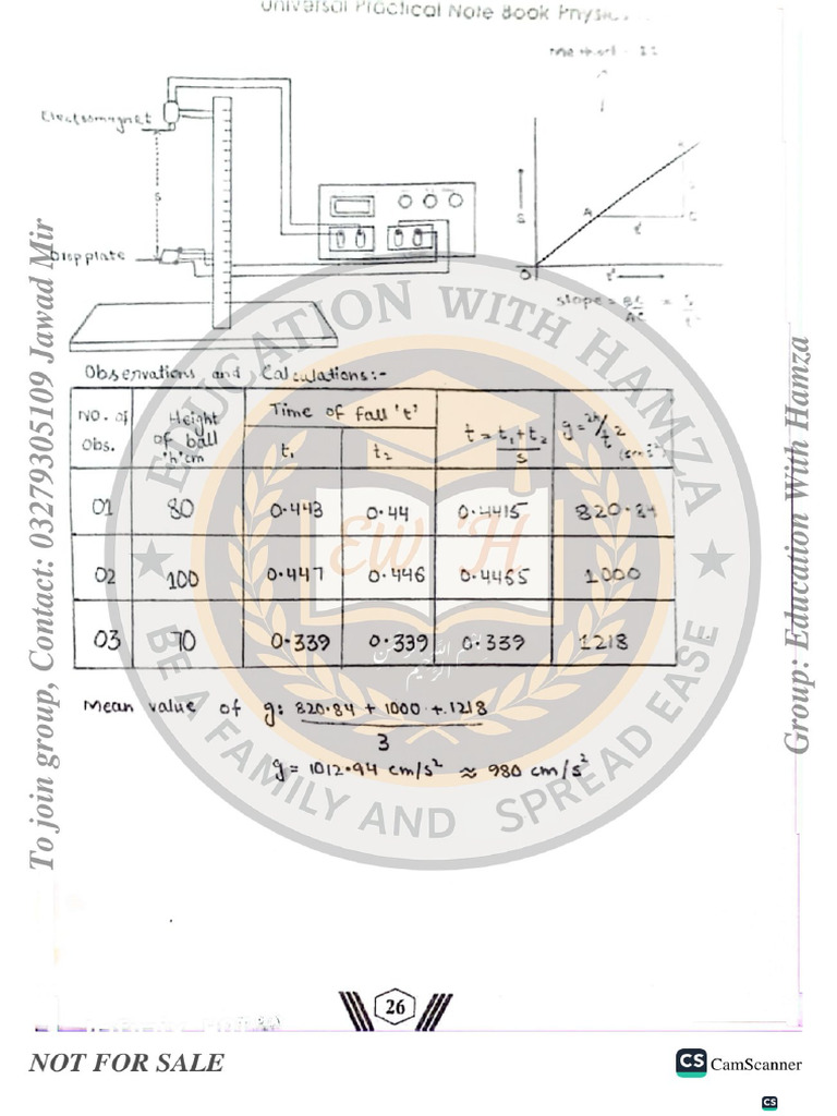 FSC Physics Practical Readings & Graphs | PDF