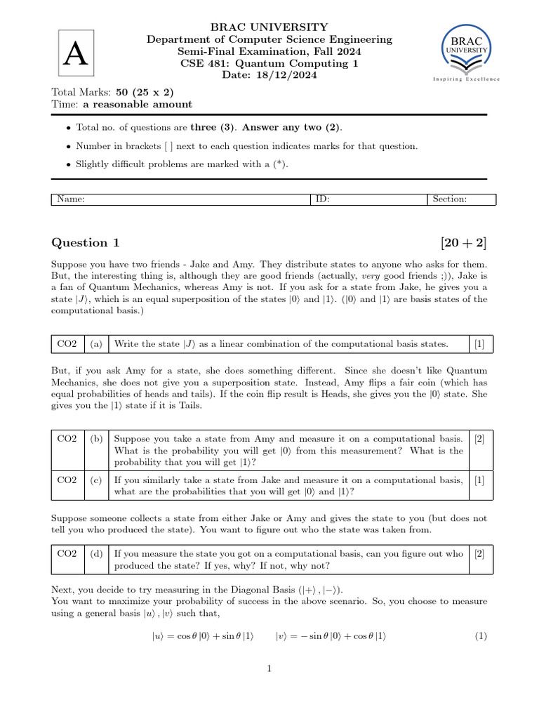 CSE 481 Fall 24 Exam Question | PDF | Eigenvalues And Eigenvectors ...