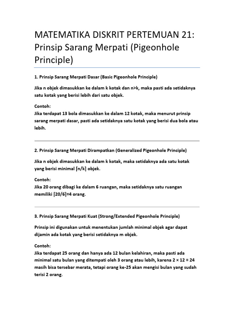 Pertemuan 21 - Prinsip Sarang Merpati | PDF