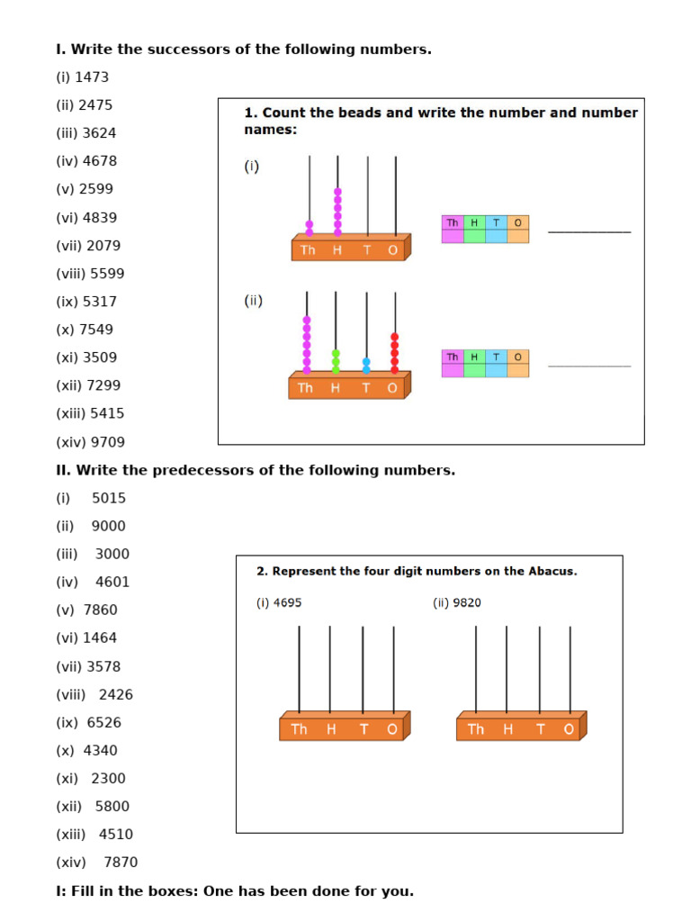 Class 3 Maths Chapter 1 Exercises | PDF