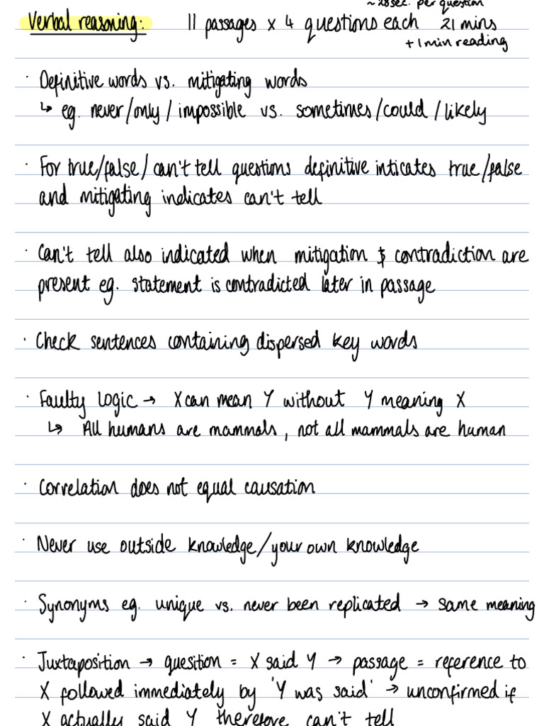 UCAT Verbal Reasoning Notes PDF | PDF | Argument | Logic