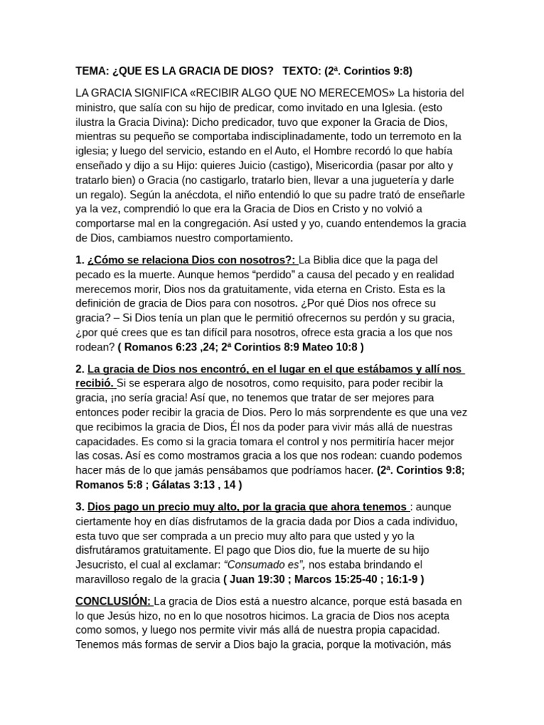 Entendiendo la Gracia de Dios | PDF | Gracia divina | Cristo (título)