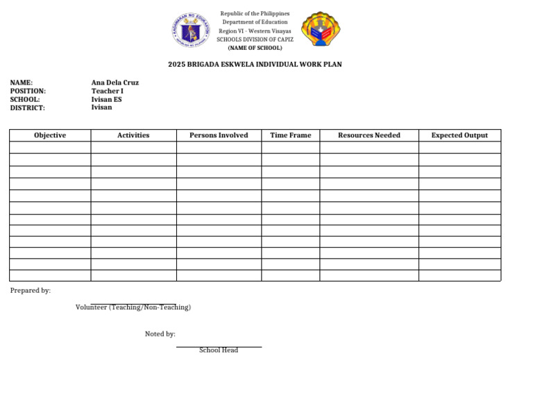 2025 Brigada Eskwela Work Plan | PDF