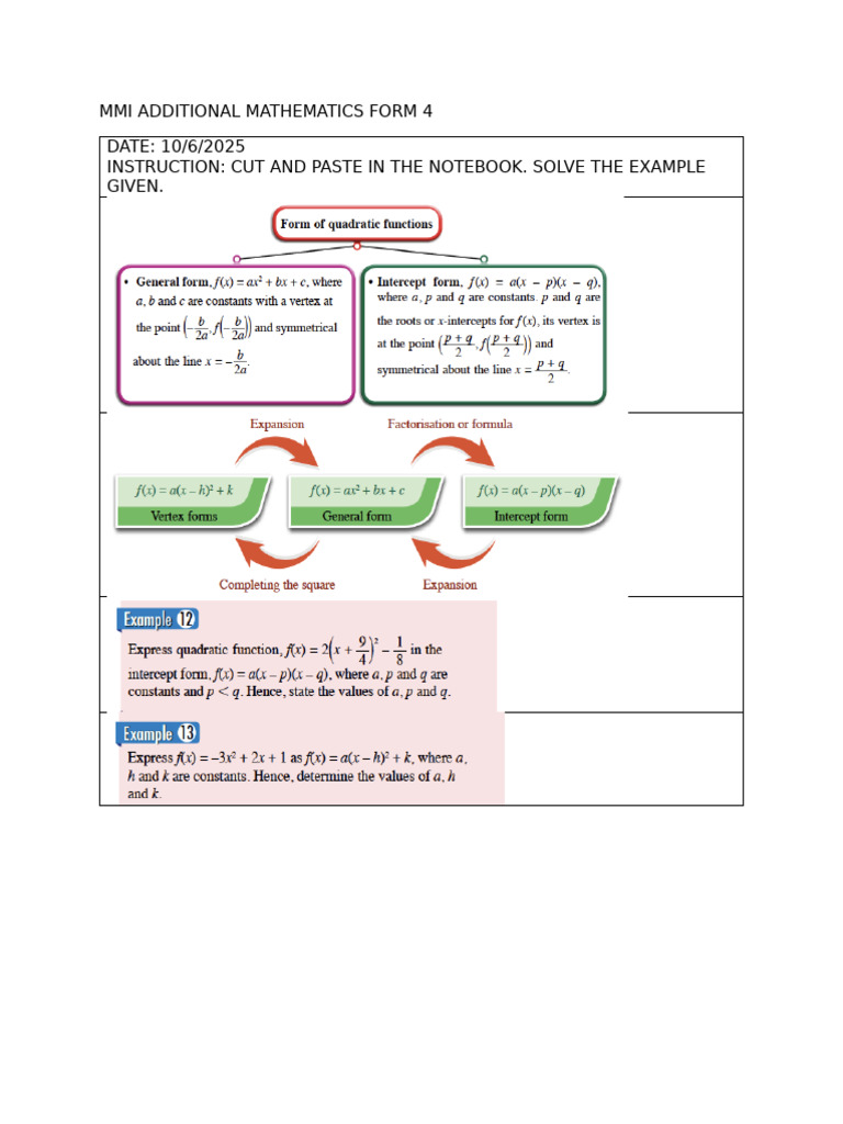 Mmi Additional Mathematics Form 4 | PDF