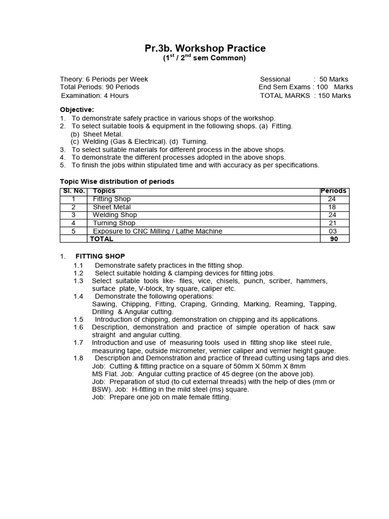 Workshop Practice Overview and Objectives | PDF | Welding | Construction