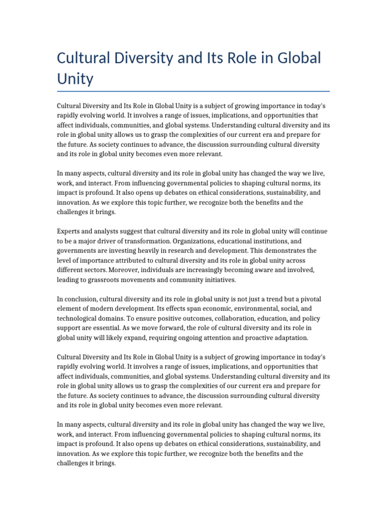 Cultural Diversity and Its Rol | PDF | Biodiversity | Sustainability