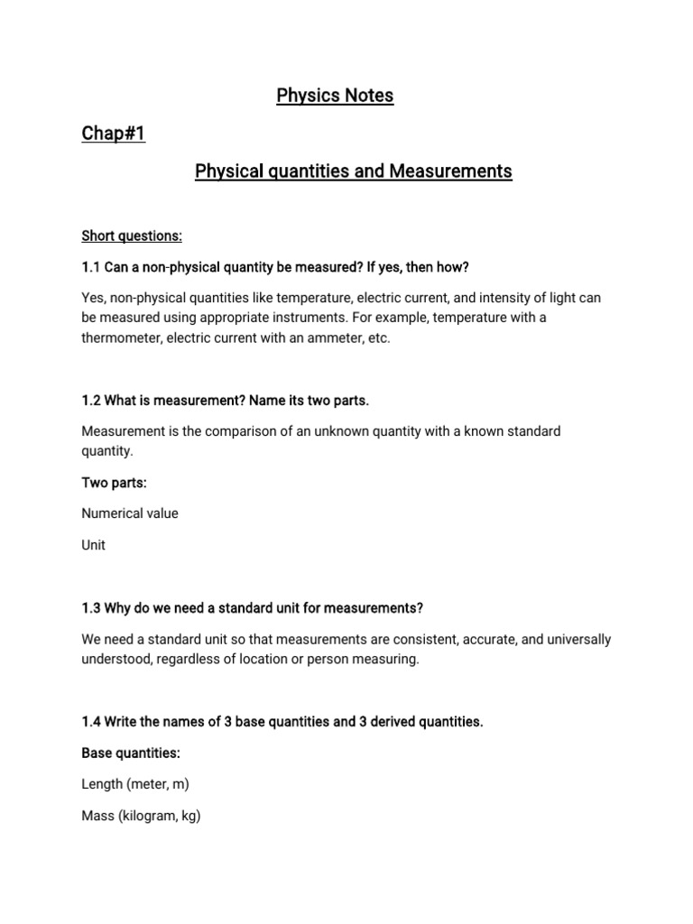 Understanding Physical Quantities and Measurements | PDF | Measurement ...