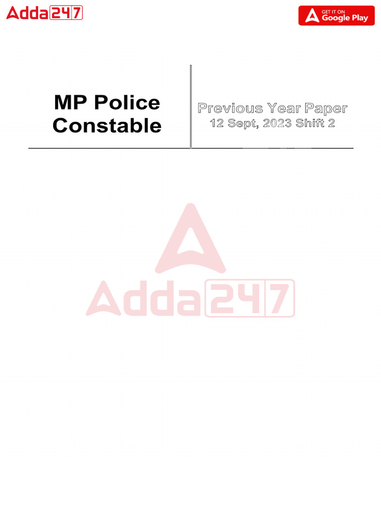 MP Police Constable 2023 Official Paper Held On 12 Sept 2023 Shift 2 | PDF