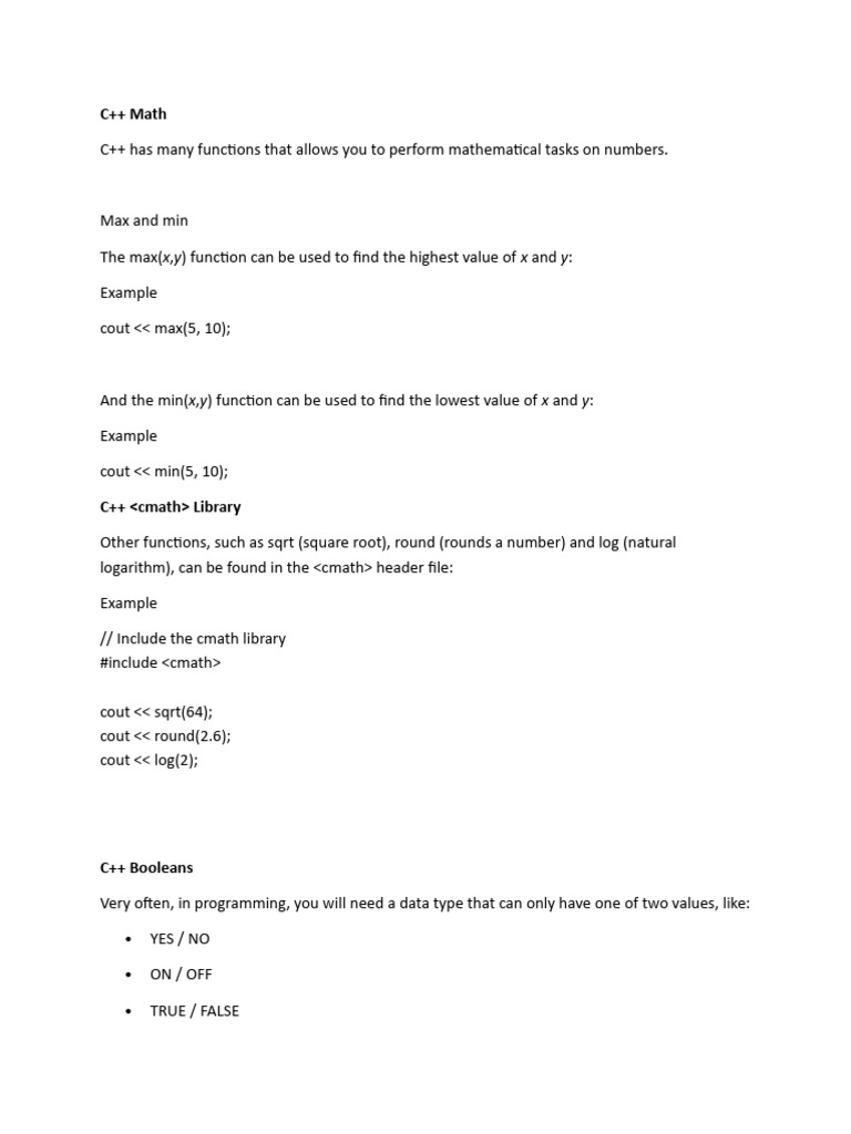 C++ Math and Logic Basics | PDF | C++ | Software Development