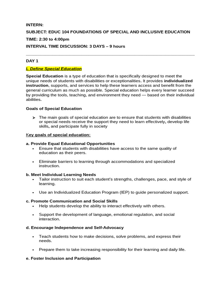 Foundations of Special Education | PDF | Inclusion (Education ...