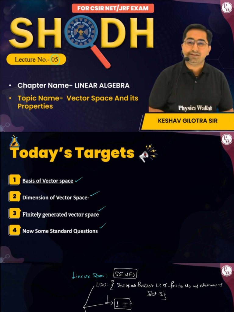 Linear Algebra 05 - Class Notes - Shodh Batch For Mathematical Sciences ...