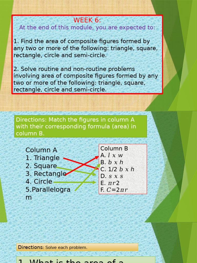 Area of Composite Figures Guide | PDF | Area | Euclidean Geometry