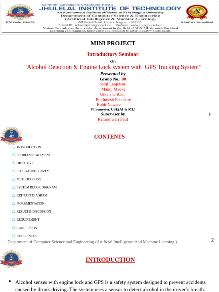 Alcohol Detection & Engine Lock System | PDF | Artificial Intelligence ...