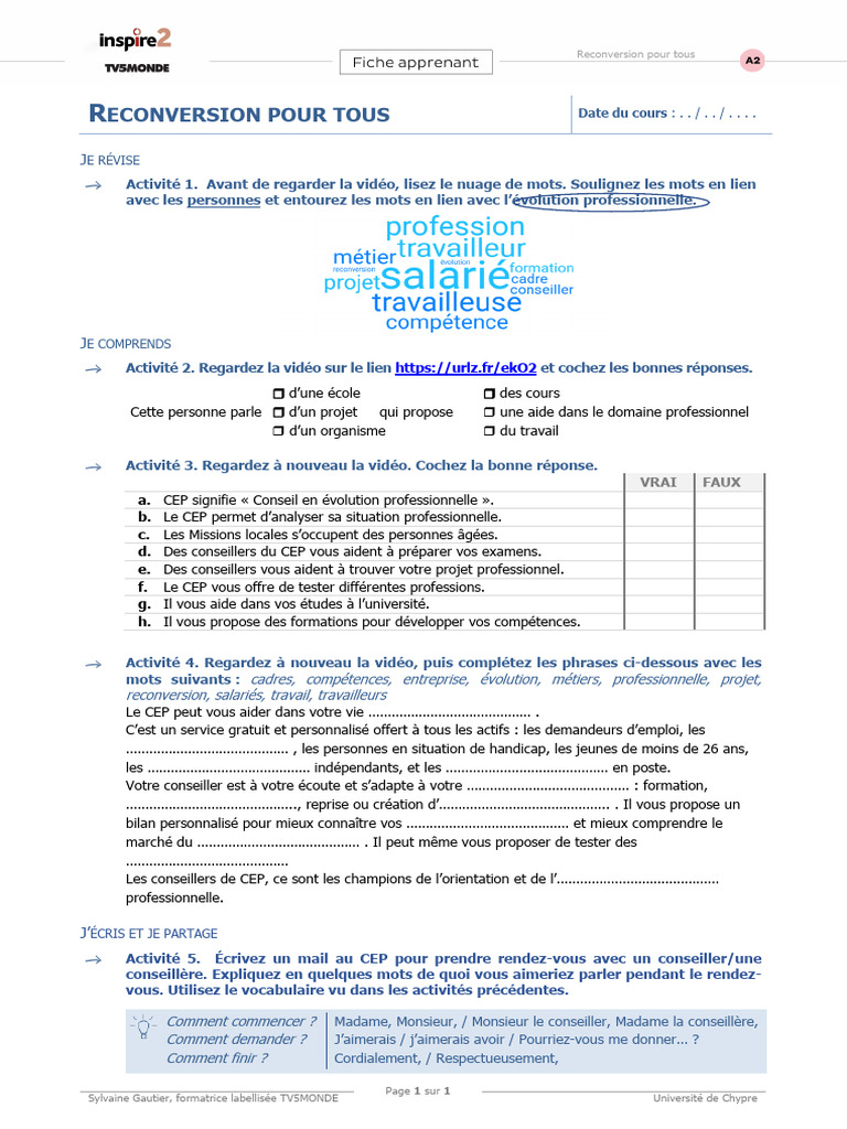 Reconversion professionnelle et CEP | PDF