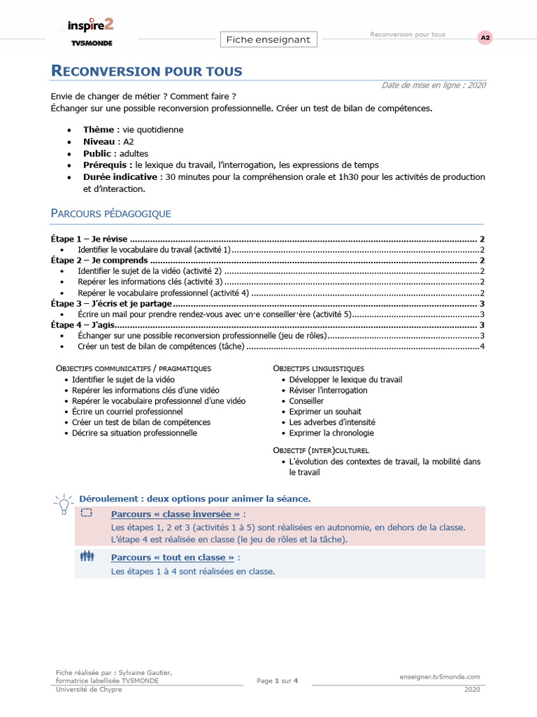 Guide de reconversion professionnelle A2 | PDF | Lexique