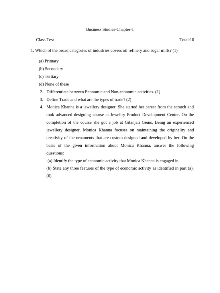 Class Test 1 | PDF