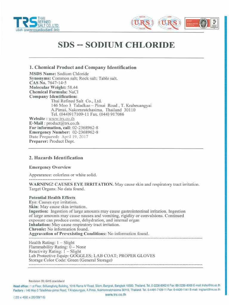 Sodium Chloride | PDF