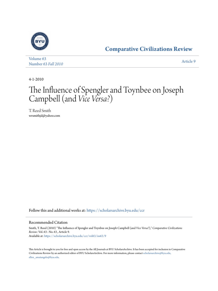 2010 THE INFLUENCE OF SPENGLER AND TOYNBEE ON CAMPBELL T Reed Smith | PDF