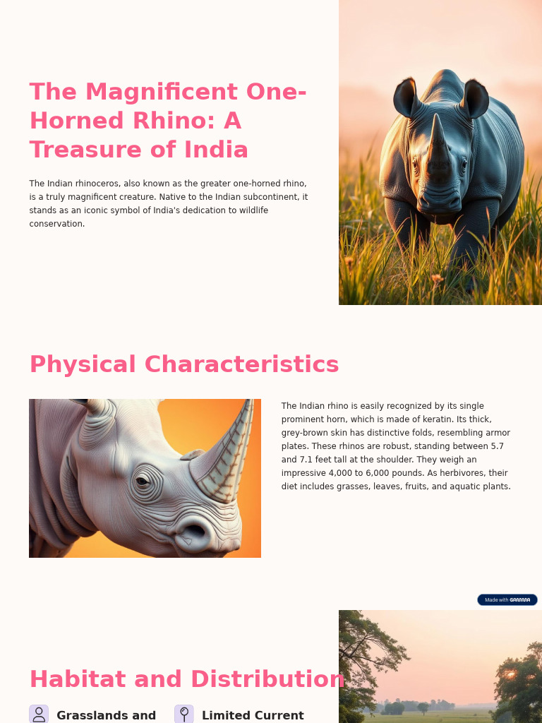 The Magnificent One Horned Rhino A Treasure of India | PDF | Rhinoceros ...