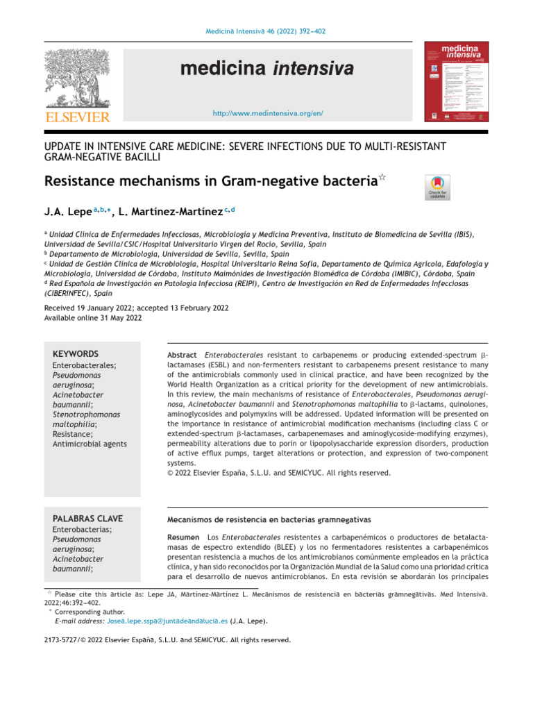 1 s2.0 S2173572722000947 Main | PDF | Beta Lactamase | Antibiotics