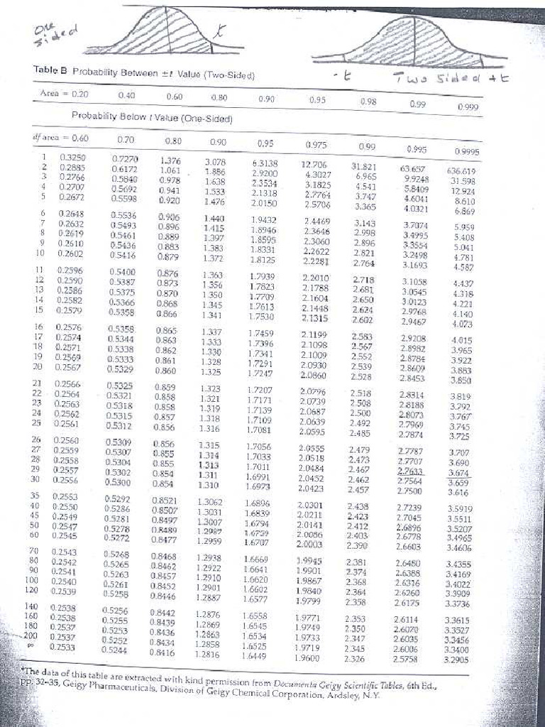 T Table | PDF