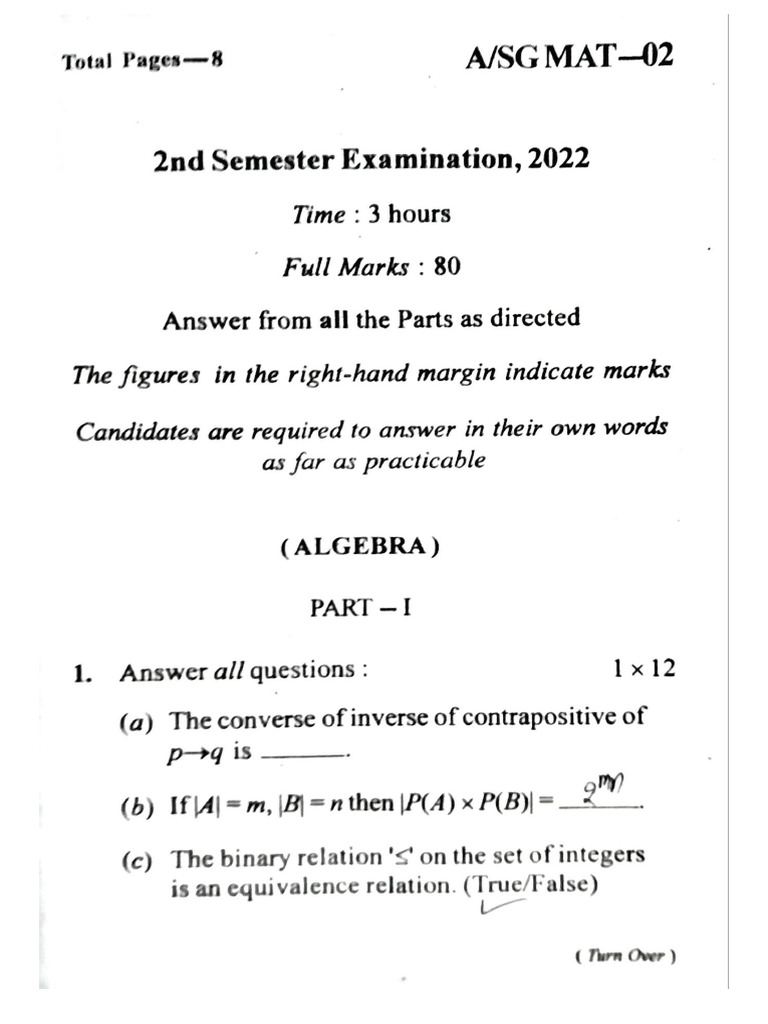 GE - 2 Math 2022 Q Paper | PDF