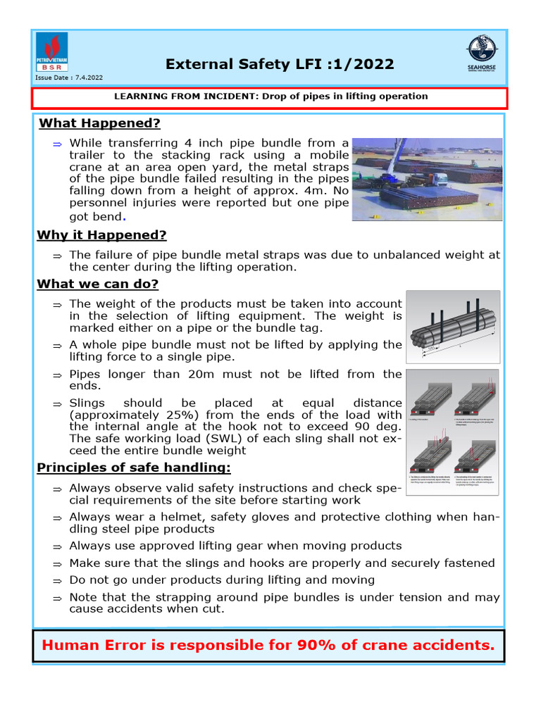 Pipe Lifting Safety Incident Report | PDF