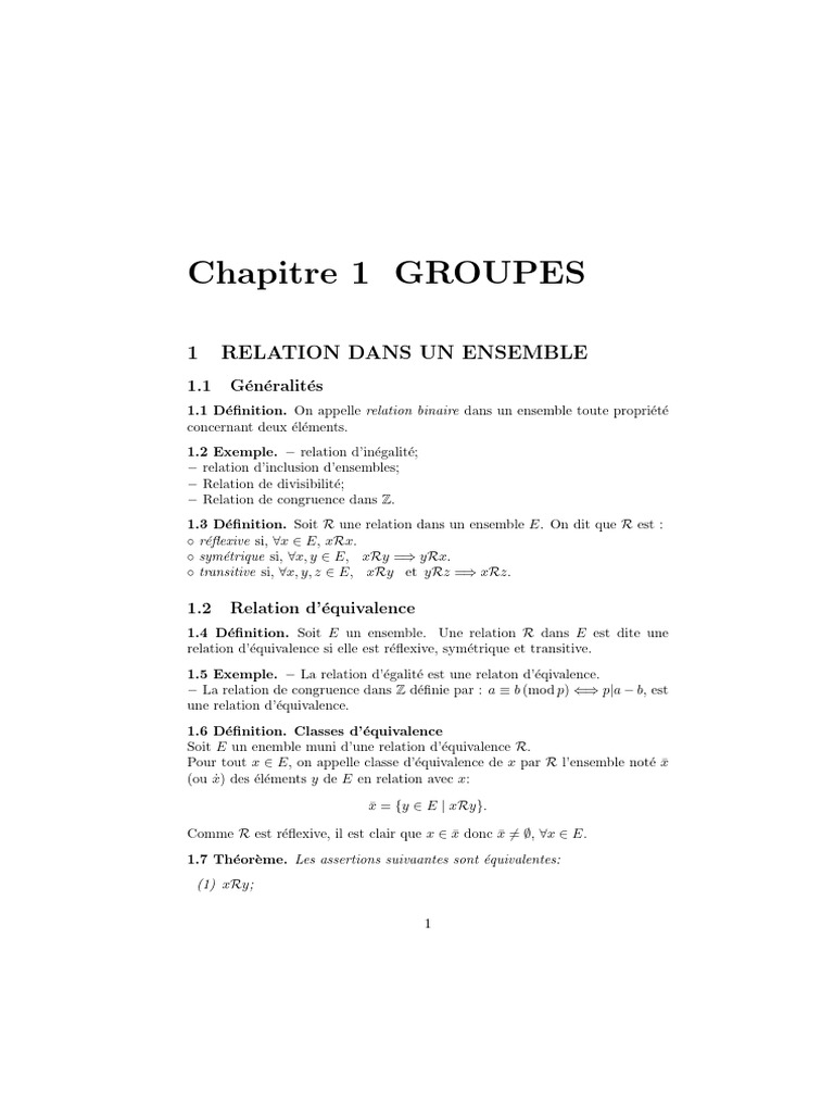 Relations et groupes en mathématiques | PDF | Groupe (Mathématiques ...