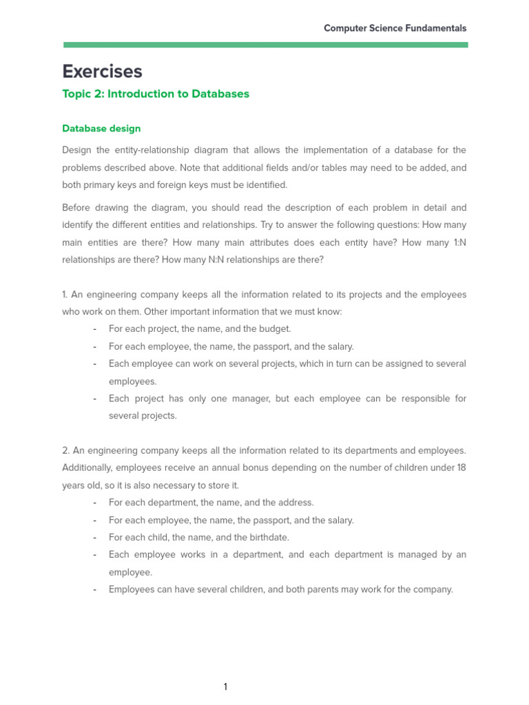 Database Design for Various Scenarios | PDF