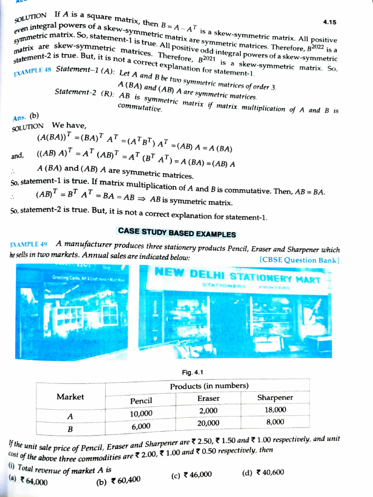 Case Study For Class 12th | PDF | Matrix (Mathematics) | Functional ...