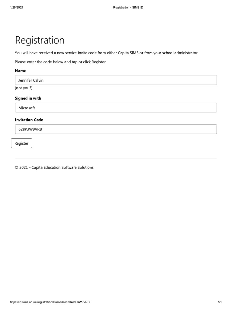 SIMS Registration at Shearbarn Park | PDF