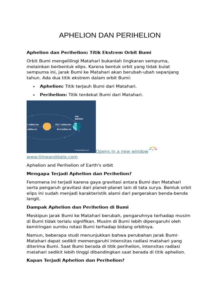 Aphelion Dan Perihelion | PDF