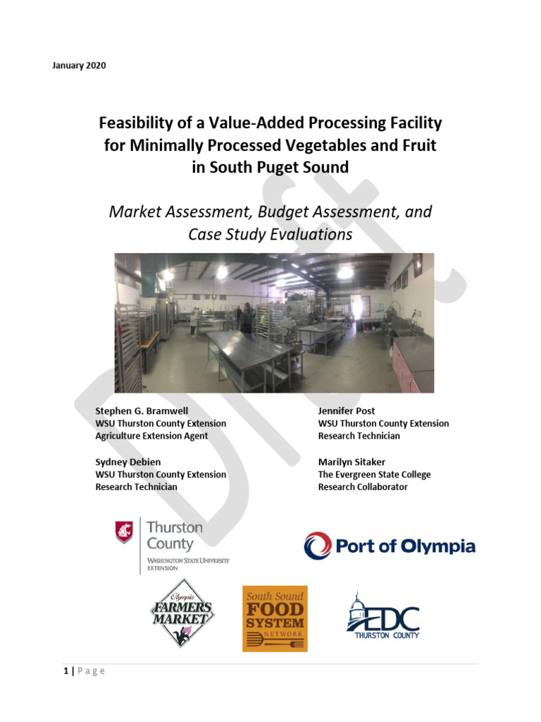 Feasibility Study for Processing Facility | PDF | Pricing | Vegetables