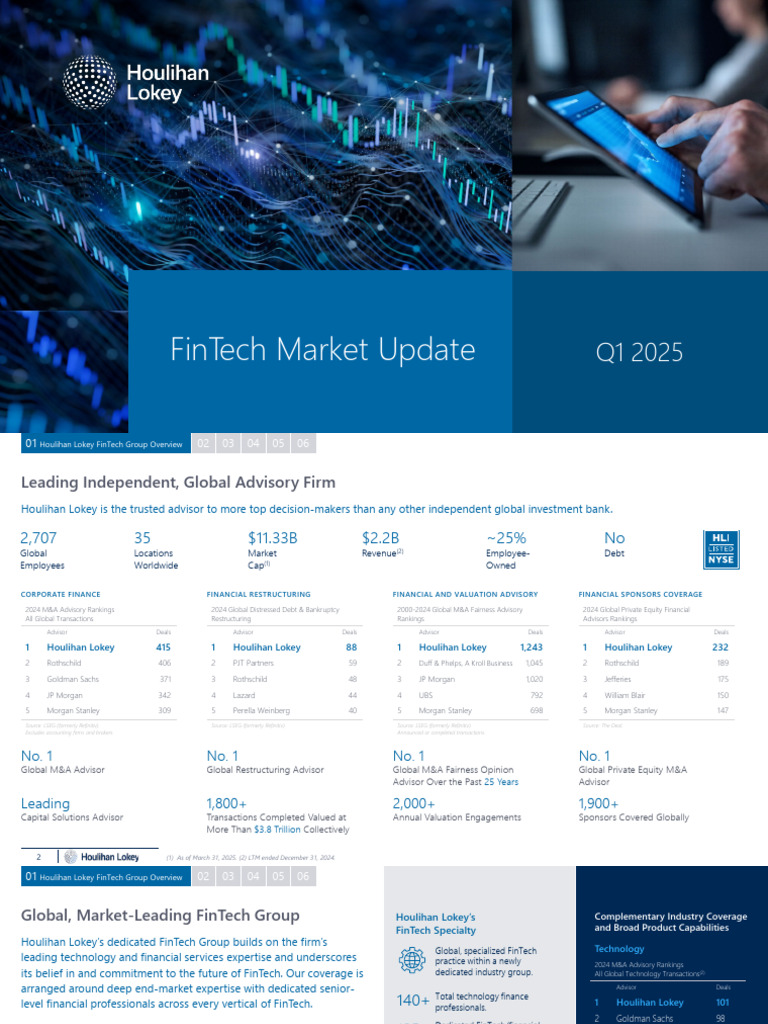 Houlihan Lokey Q1 2025 FinTech Update | PDF | Mergers And Acquisitions ...