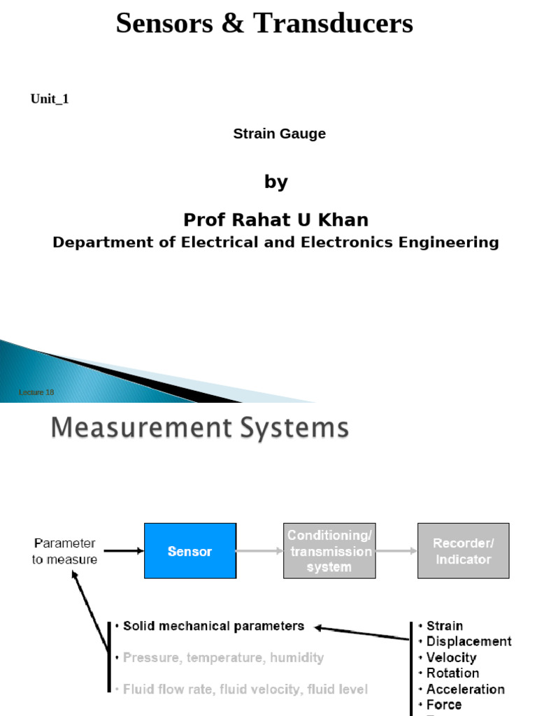 Sensors and Transducers Unit 1 Strain Gauges | PDF | Young's Modulus ...