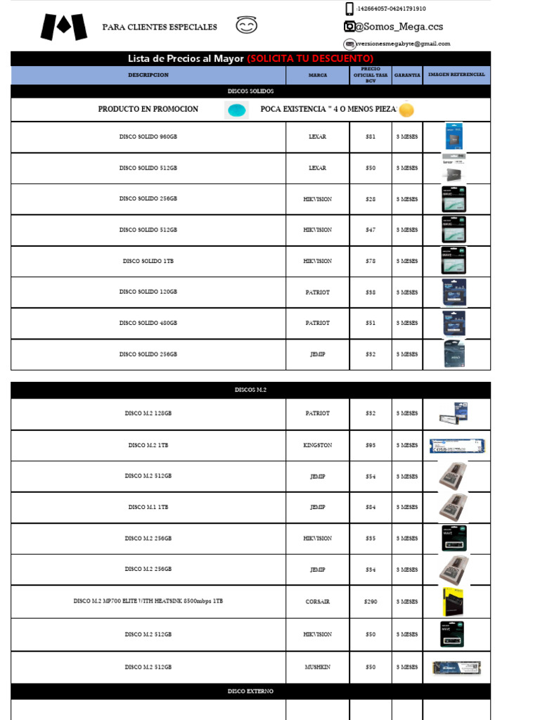 Lista de Precios de Componentes Informáticos | PDF | Tableta | Hardware ...