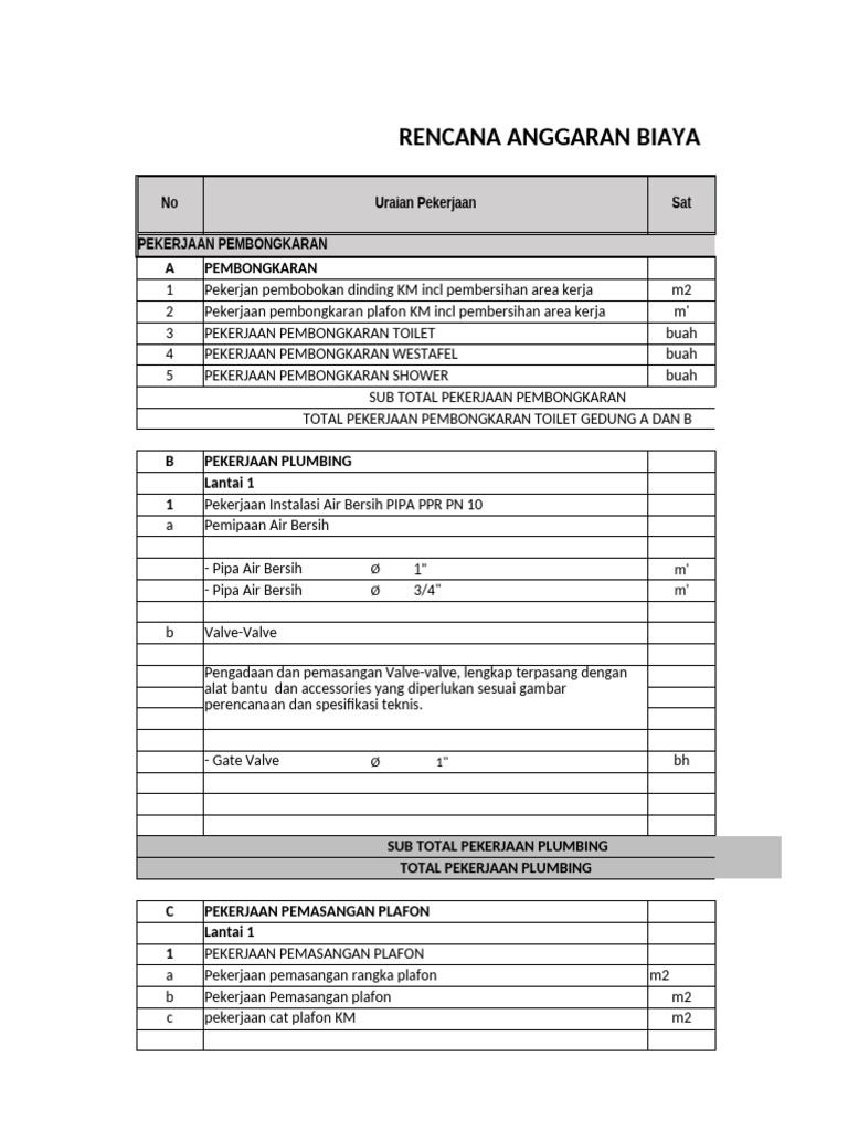 Contoh RAB Pemasangan Pipa PDAM | PDF