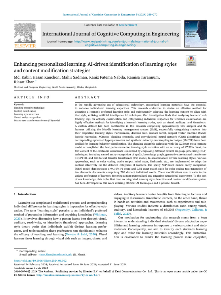 AI-Driven Learning Style Detection and Adaptation | PDF | Support ...