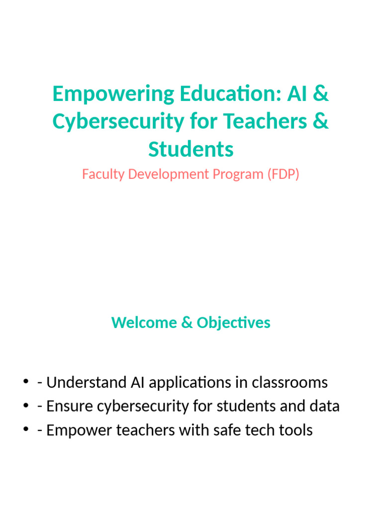 AI & Cybersecurity for Educators | PDF