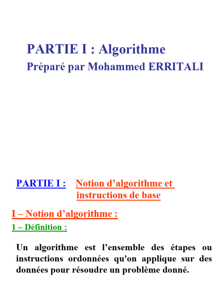 Introduction aux algorithmes et données | PDF | Variable (informatique ...