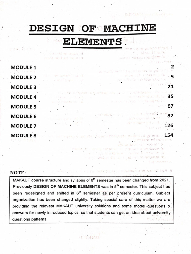 Design of Machine Elements - 6th Sem Organizer | PDF