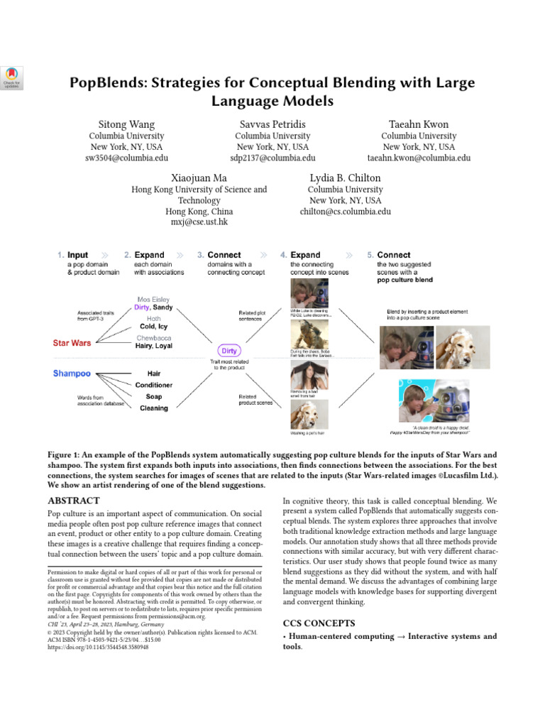 PopBlend Trategies For Conceptual Blending With LargeLanguage Models ...