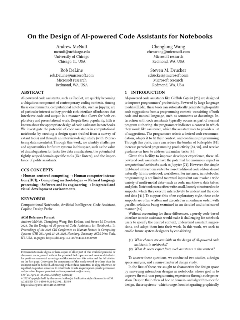 AI Code Assistants in Notebooks Design | PDF | User Interface ...