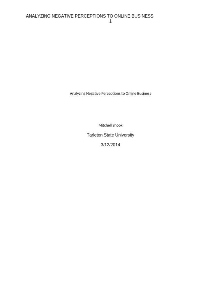 Analyzing Negative Perceptions To Online Business Mitchell Shook | PDF ...
