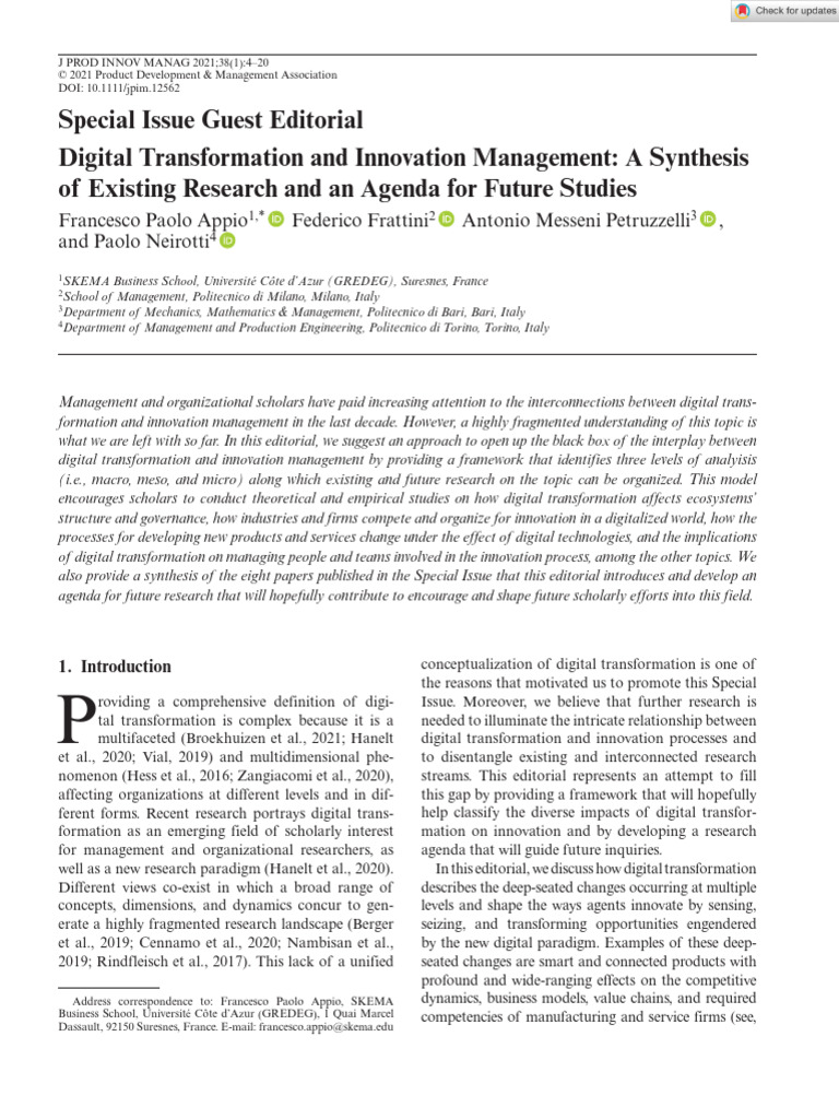 Digital Transformation in Innovation Management | PDF | Innovation ...
