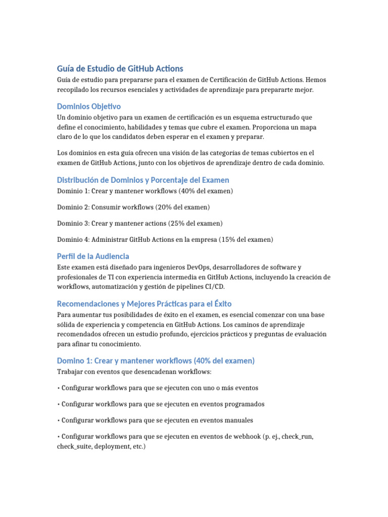Guía de Certificación GitHub Actions | PDF | Ingeniería Informática ...